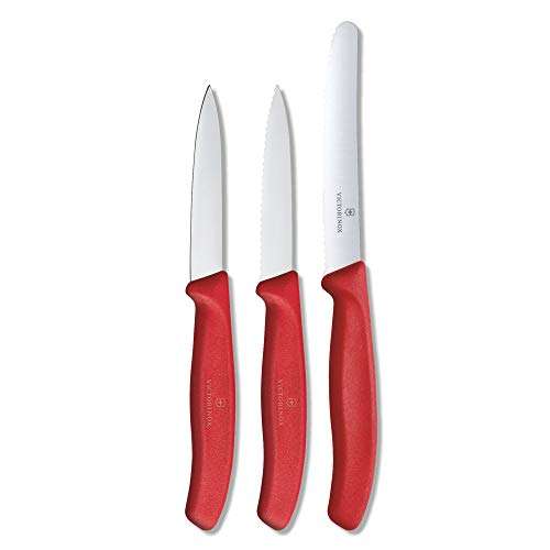 Victorinox 3-Piece Swiss Classic Paring Knife-Set, Stainless Steel, Red, 30 x 5 x 5 cm - Prime Day Deal