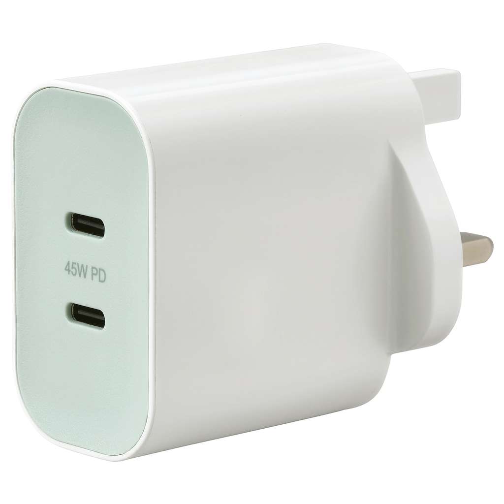 45W 2-port USB USB-C Charger PD3.0 With PPS and Quick Charge 4.0+ , Free C&C