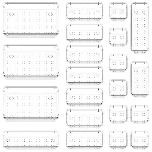 Lifewit Drawer Organizer Set Clear Plastic Desk Drawer Dividers (4 sizes + 21 pcs) with code @ Lifewit Home UK / FBA