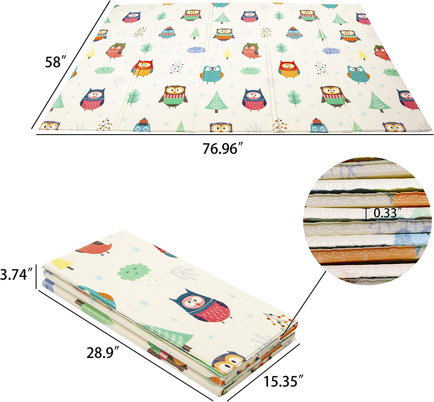 BalanceFrom Waterproof Reversible Double-Side Padded Foam Folding Play Mat, 58-Inch x 77-Inch