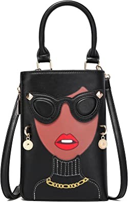 CATMICOO 3D Lady Face Pattern Novelty Purses for Women with Detachable Shoulder Strap