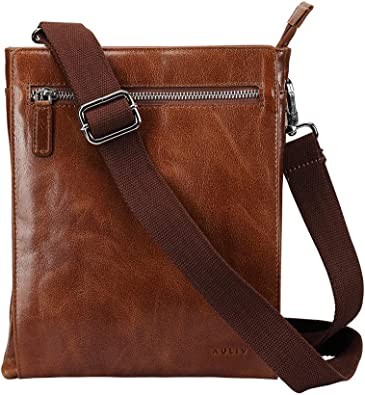 AULIV Shoulder Bags - Men's Messenger Bags, Men's Shoulder Bags, Ideal for Travel, Office, Full Grain Leather