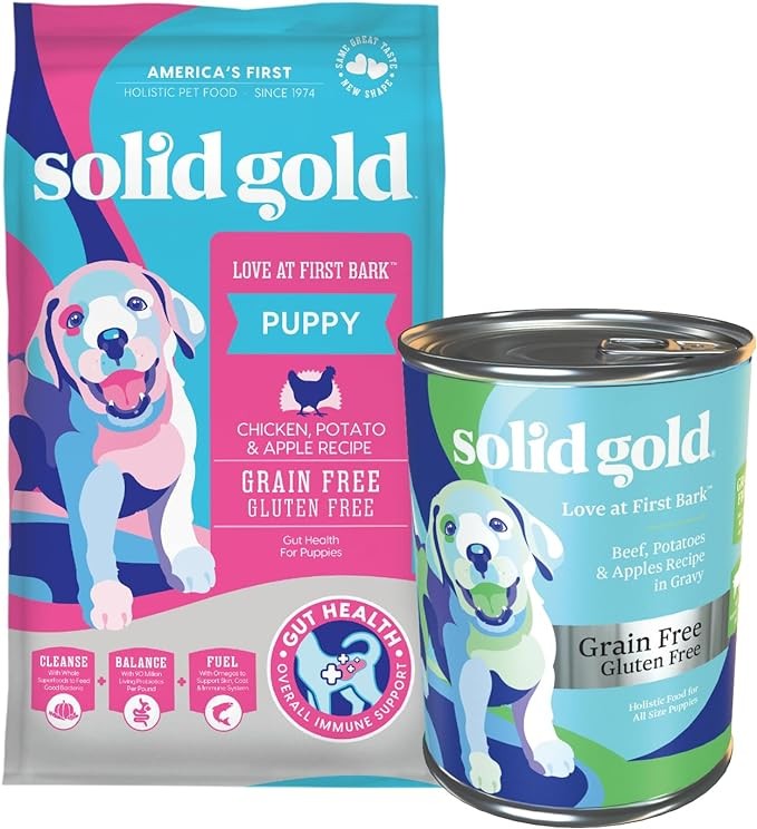 Solid Gold Dry Puppy Food - Made with Real Chicken & Nutritious Superfoods - Love at First Bark Grain Free Puppy Dry Food - 24lb - Love at First Bark Canned Dog Food - 6ct