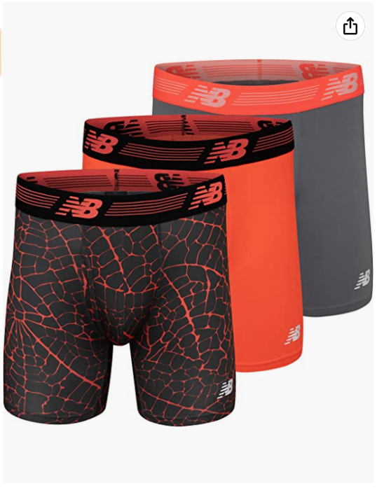 New Balance Men's 6" Boxer Briefs Front Fly, 3 Pack